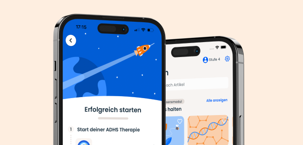 Zwei Handys in Anschnitt mit Screens der DiGA ORIKO®