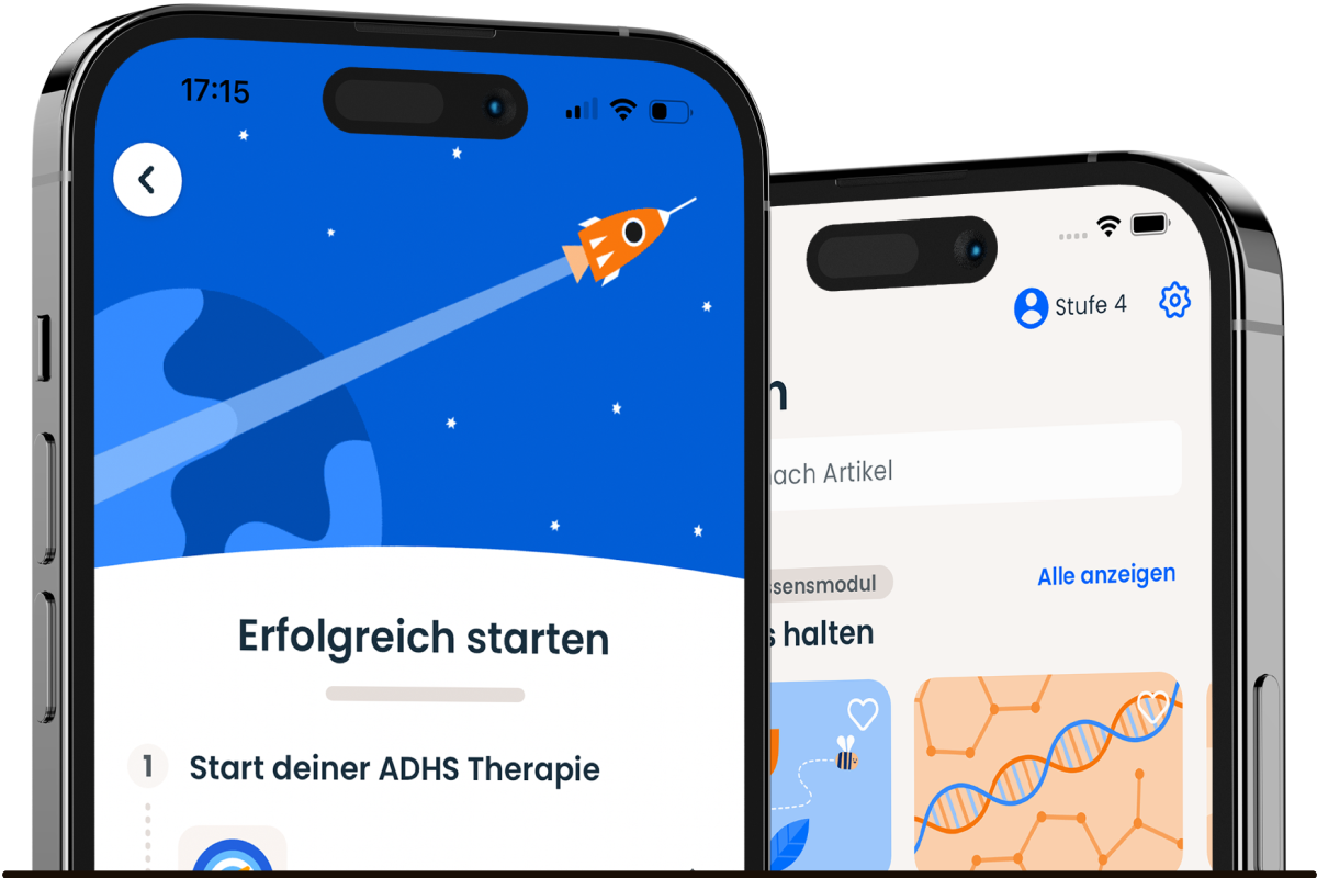 Zwei Handys in Anschnitt mit Screens der DiGA ORIKO®