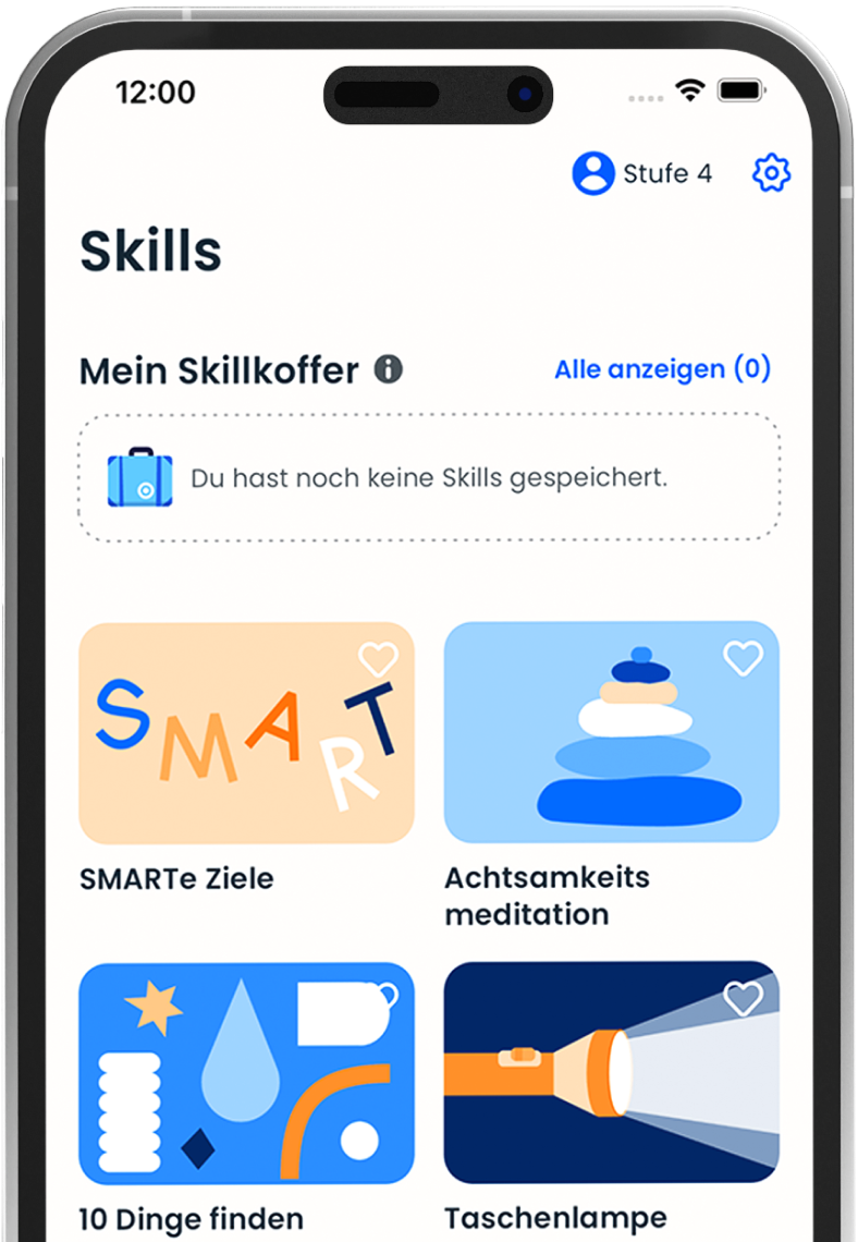 Handy mit den Startscreen für den Bereich Skills